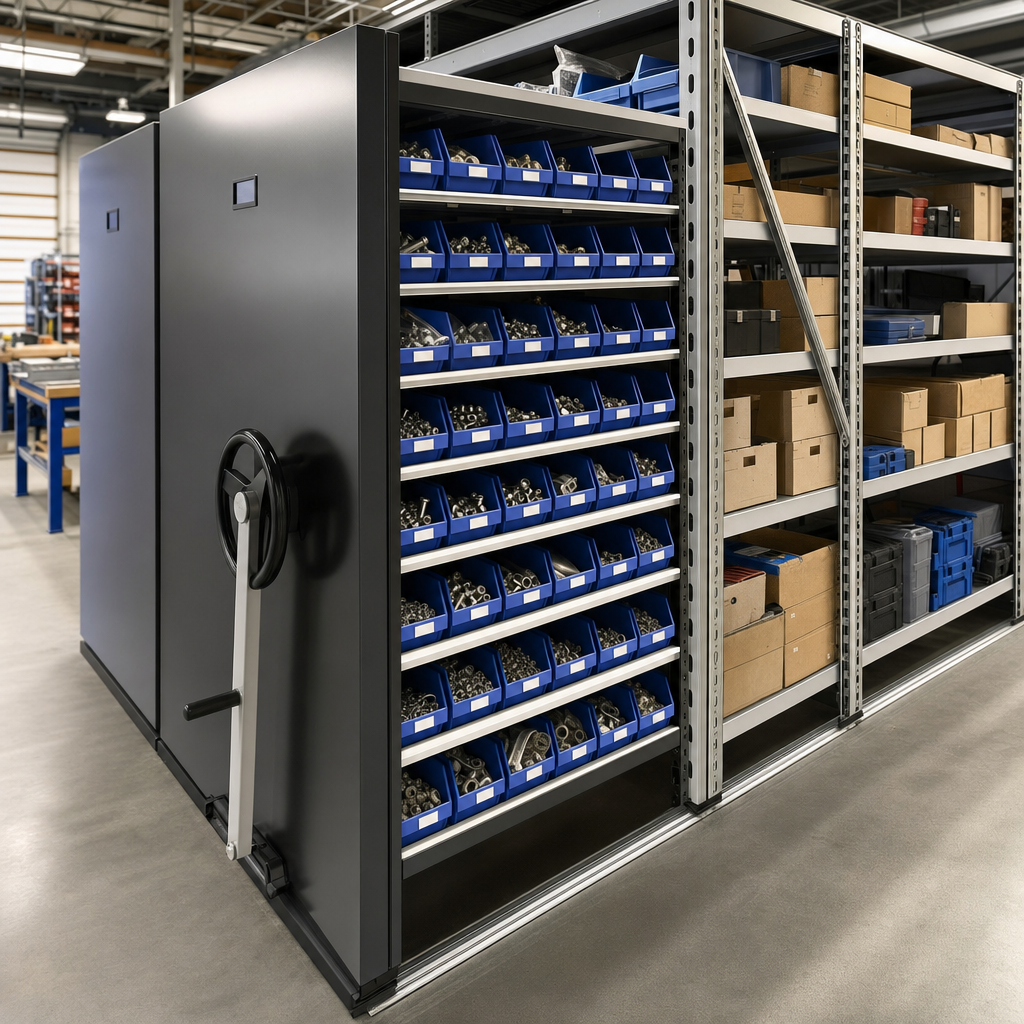 High Density Mobile Storage Cabinets with Shelf Bins