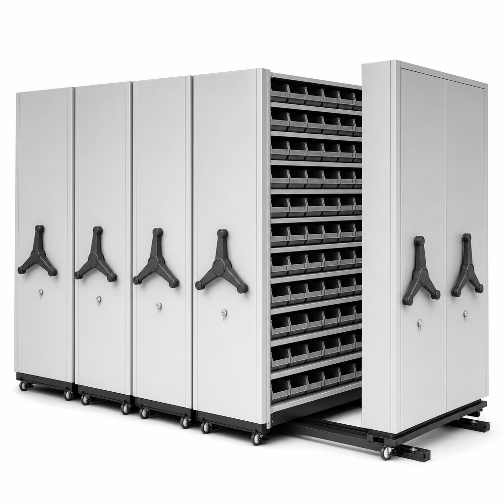 High Density Mobile Storage Cabinets with Shelf Bins
