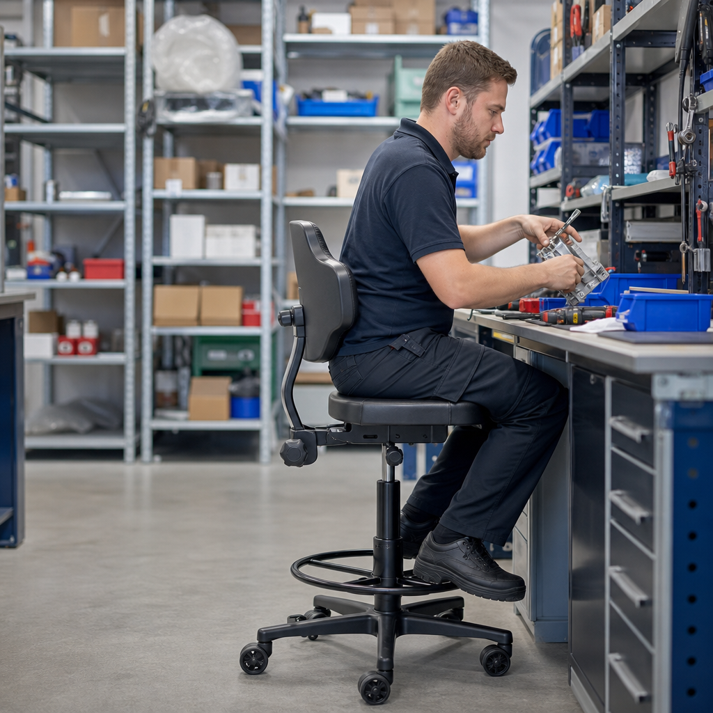 High Polyurethane Ergonomic Workshop Chair with Pads or Castors