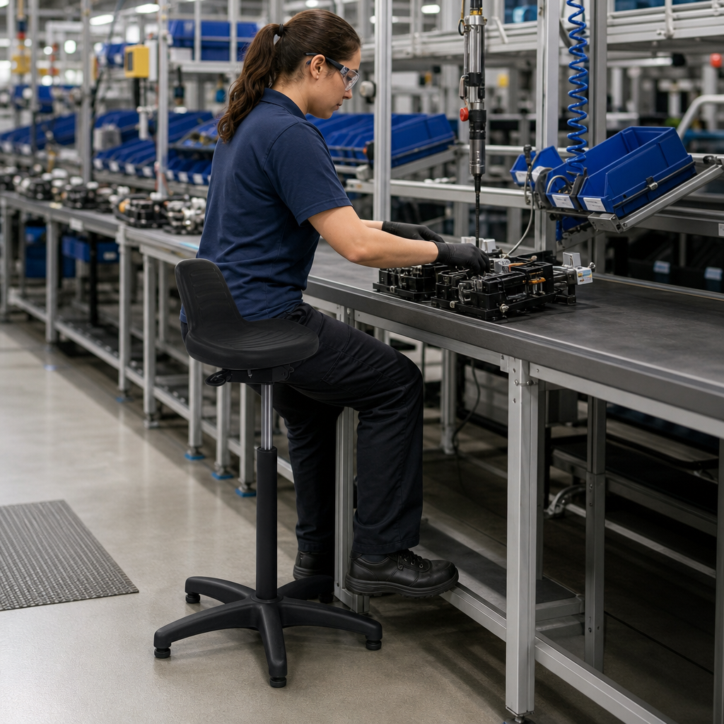 High Sit Stand Workshop Stool Without Footrest