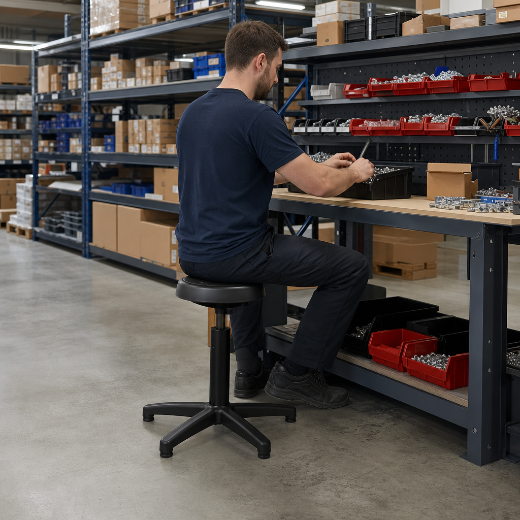 High Sit Stand Workshop Stool Without Footrest