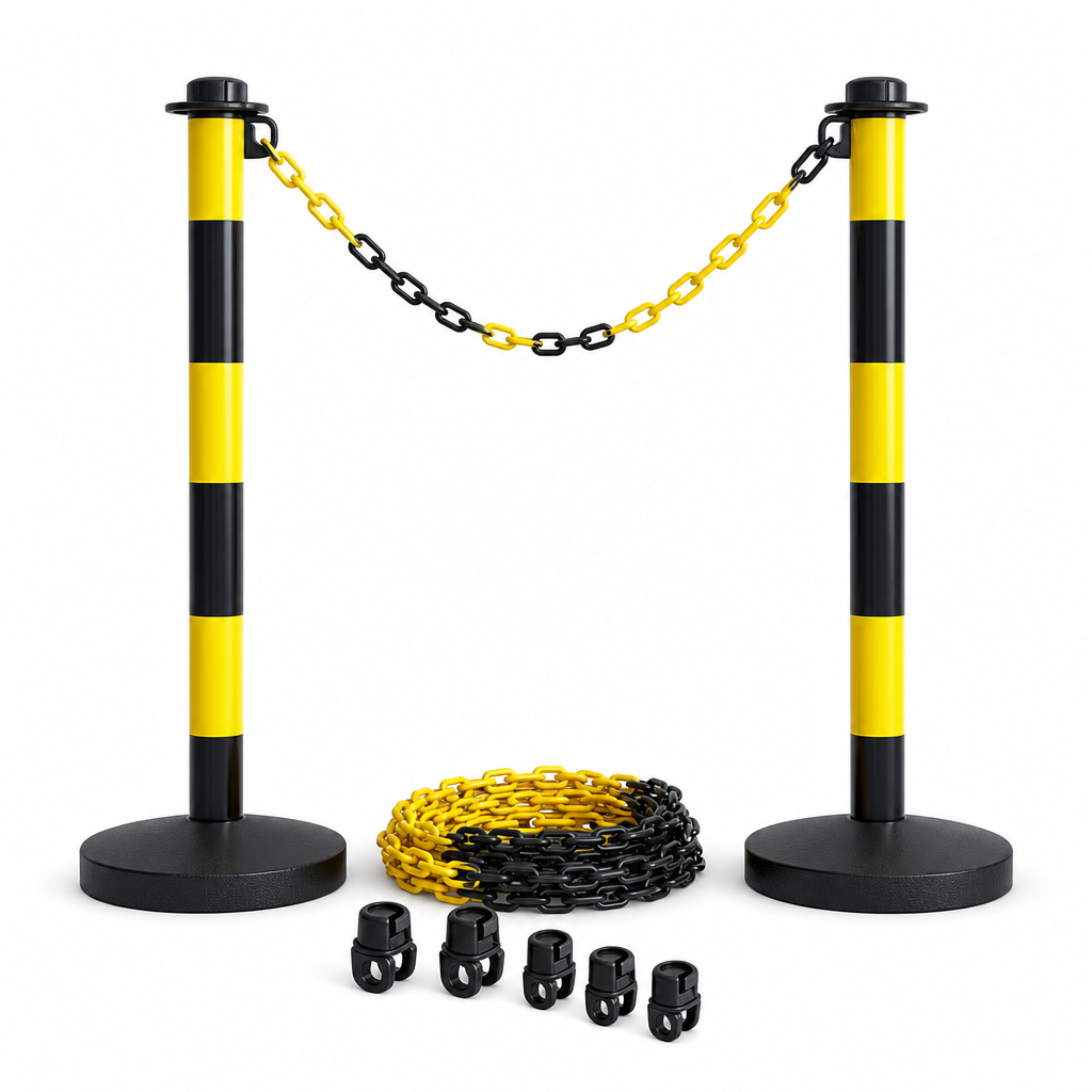 High Visibility Post and Chain Barrier Starter Kits