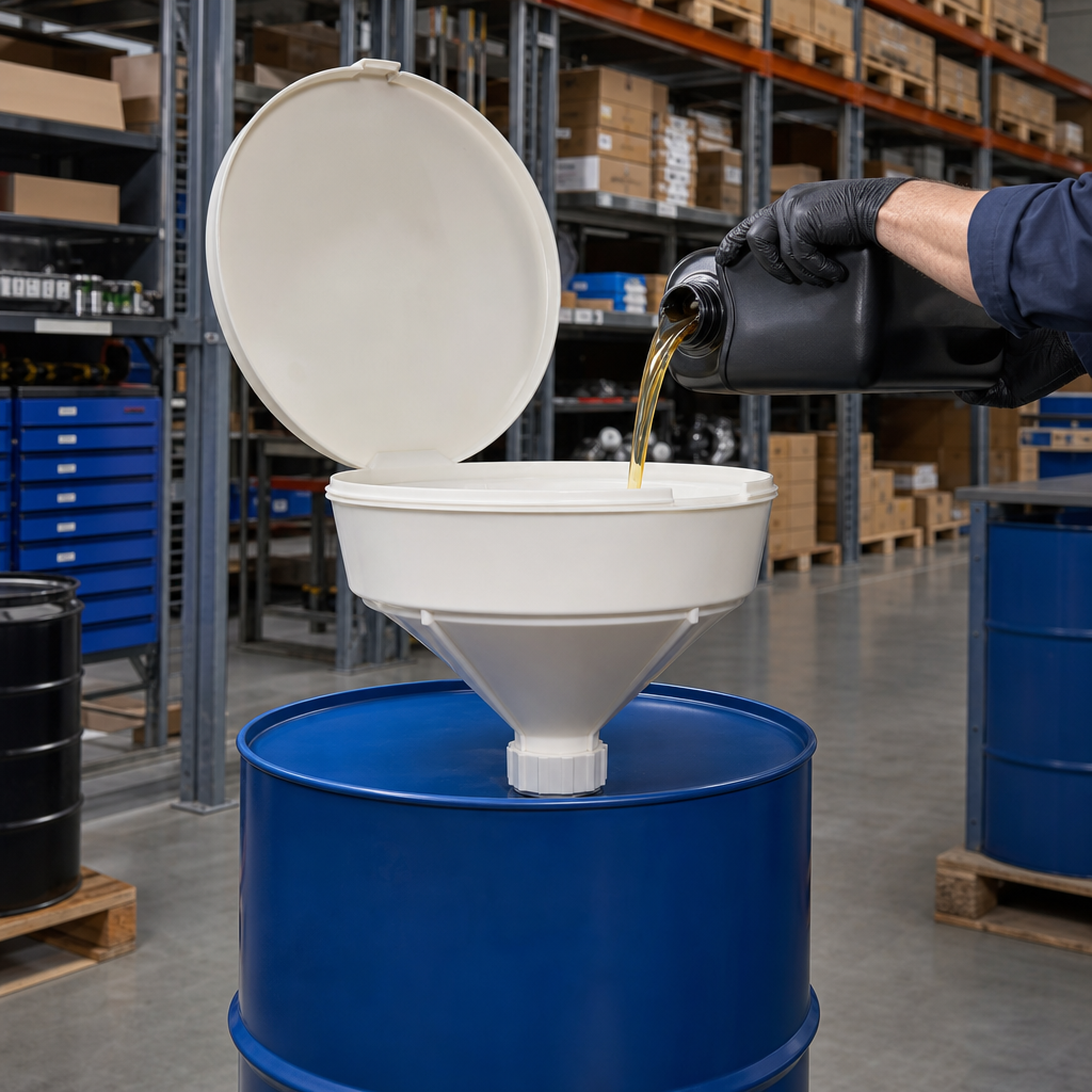 Hinged Lid Drum Funnel