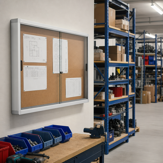 Indoor Enclosed Cork Notice Board with Sliding Glass Doors