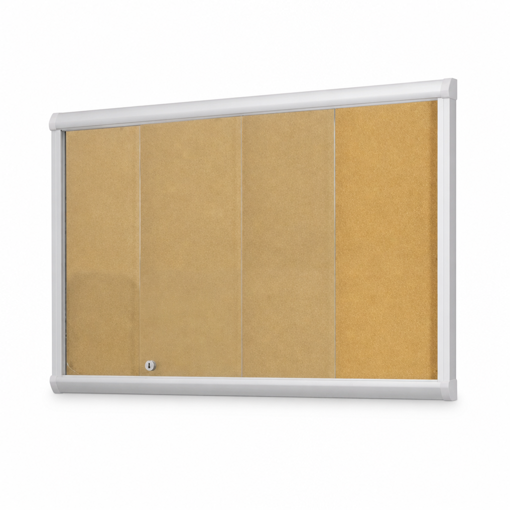 Indoor Enclosed Cork Notice Board with Sliding Glass Doors