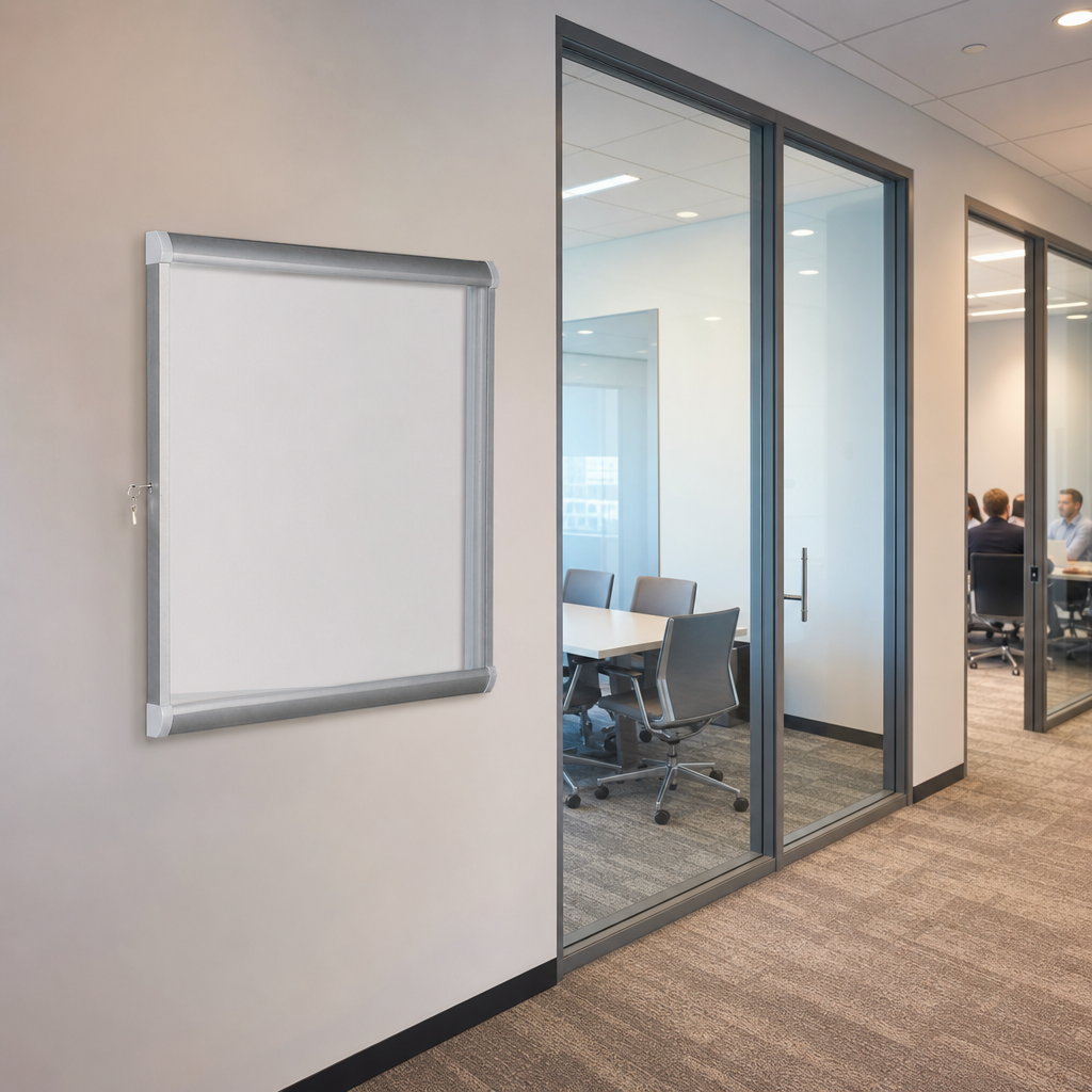 Indoor Lockable Aluminium Bulletin Board with Glass Door