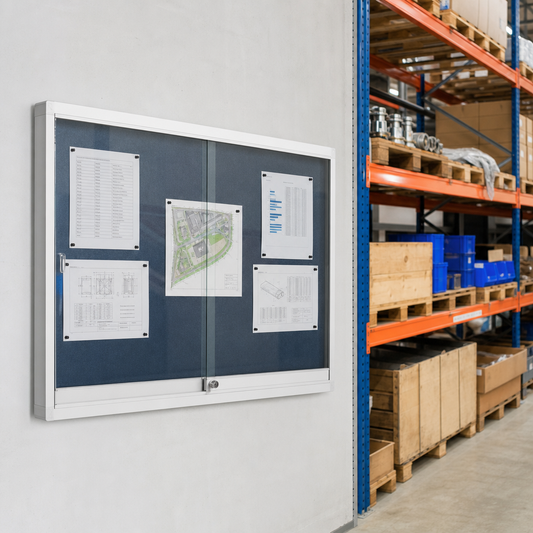 Indoor Lockable Notice Board with Sliding Glass Doors