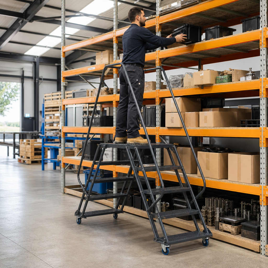 Industrial Double Sided Access Steps with Platform