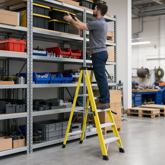 Industrial ESD-Safe Fibreglass A-Frame Builder's Step Ladder