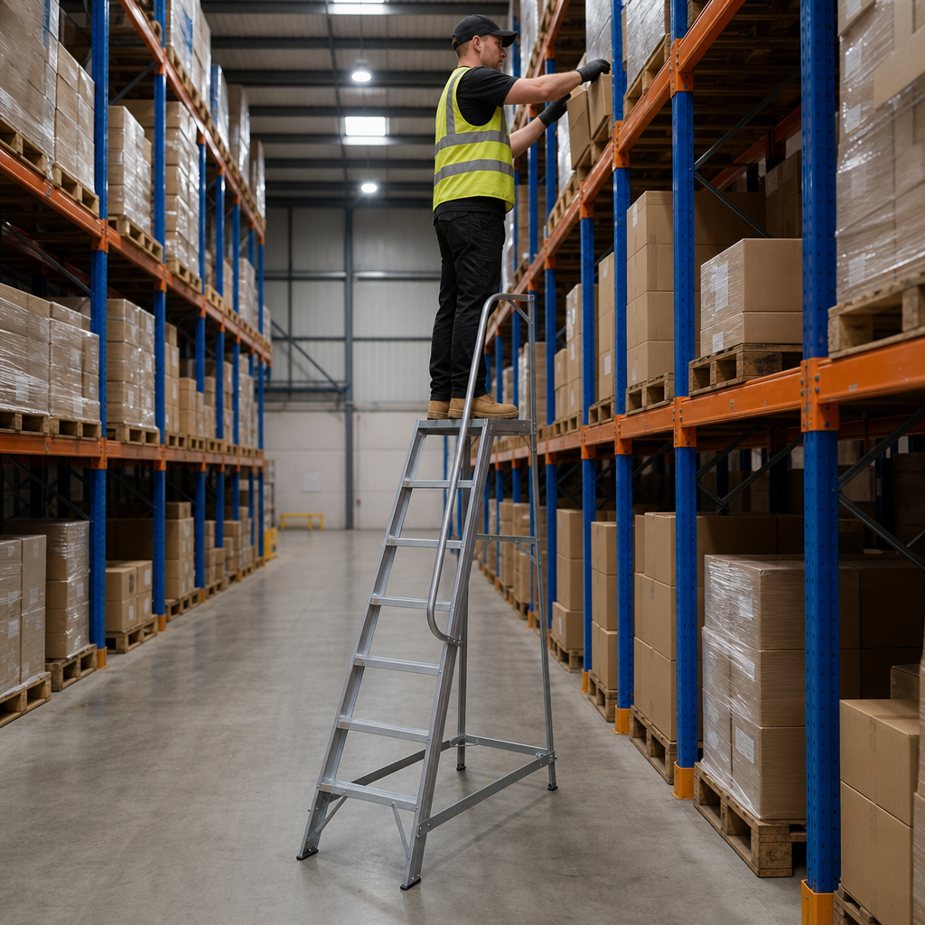 Industrial Single Sided Access Steps with Platform