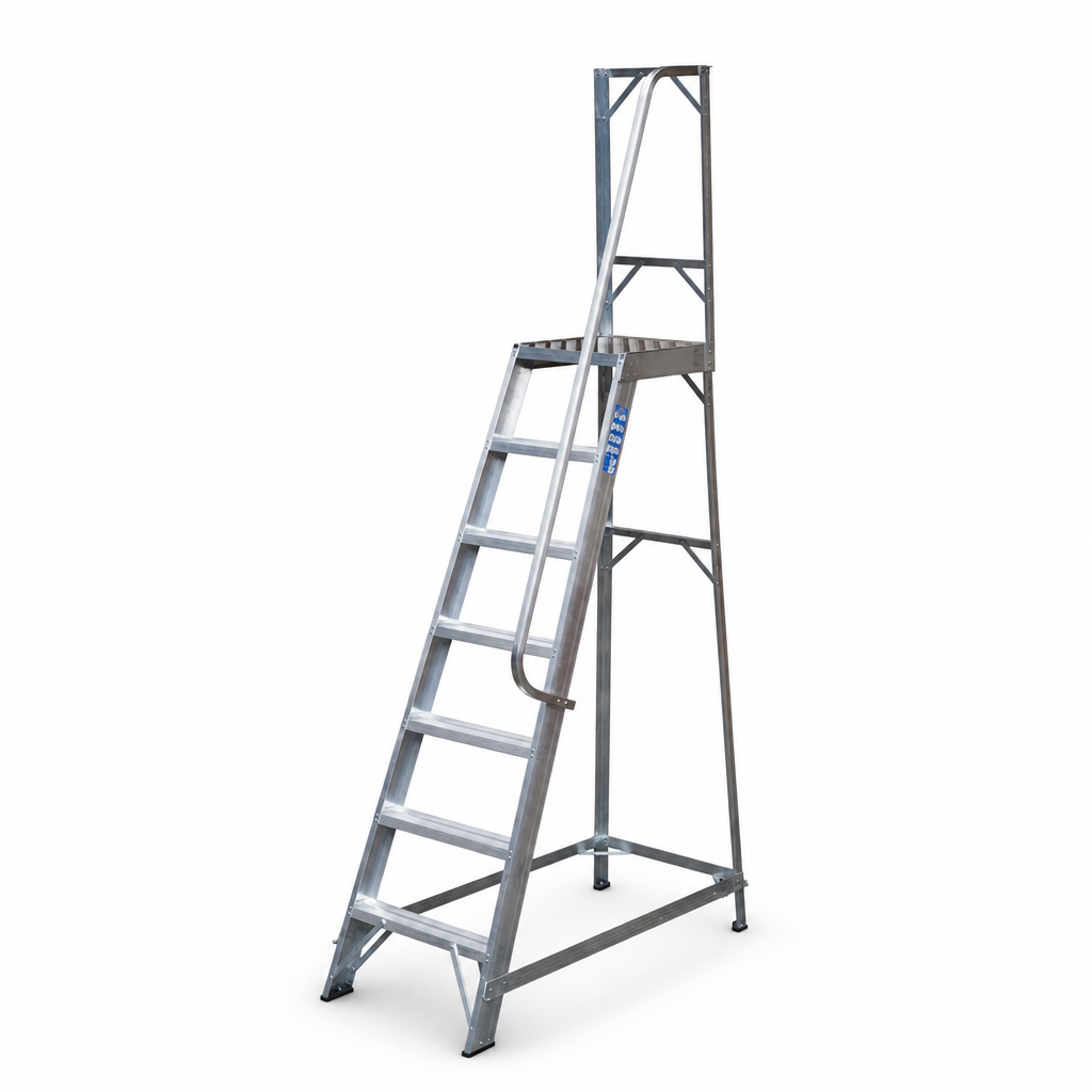 Industrial Single Sided Access Steps with Platform