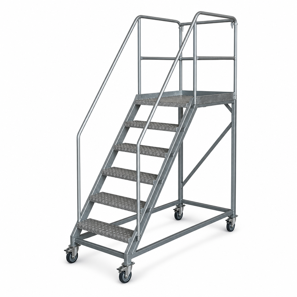 Industrial Single Sided Access Steps with Platform