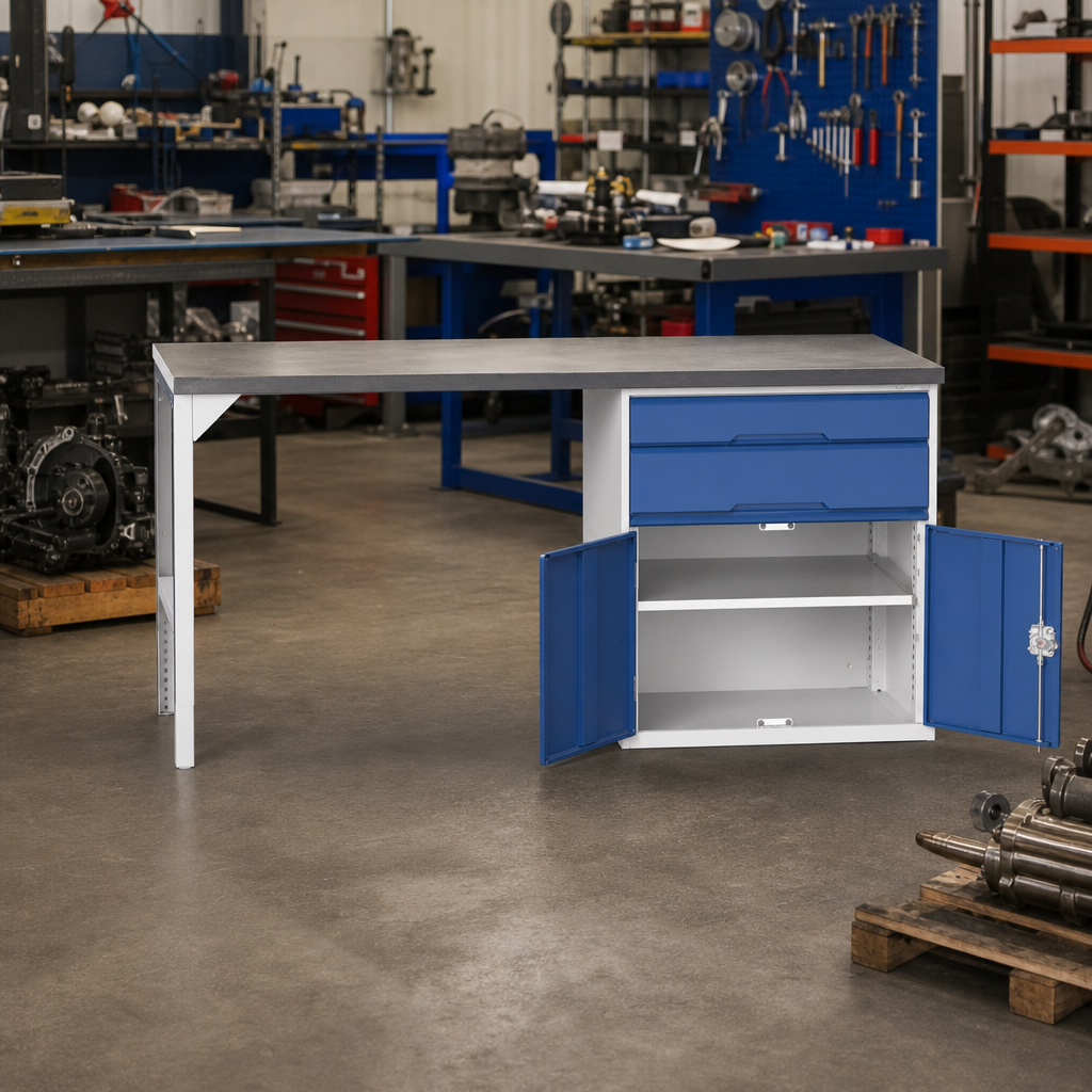 Industrial Workbench with 2 Drawers 930x2000x600mm