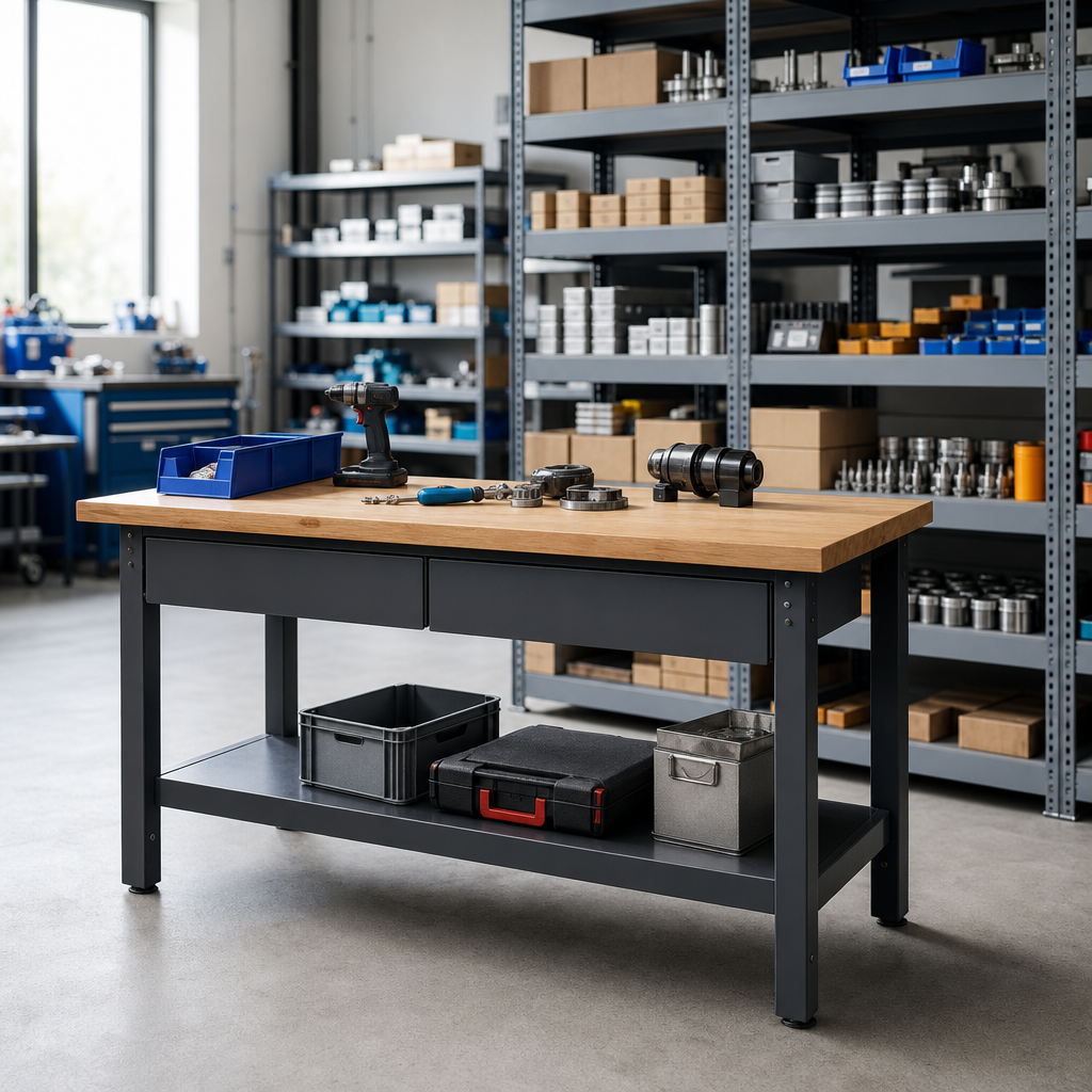 Industrial Workbench with 2 Drawers 930x2000x600mm