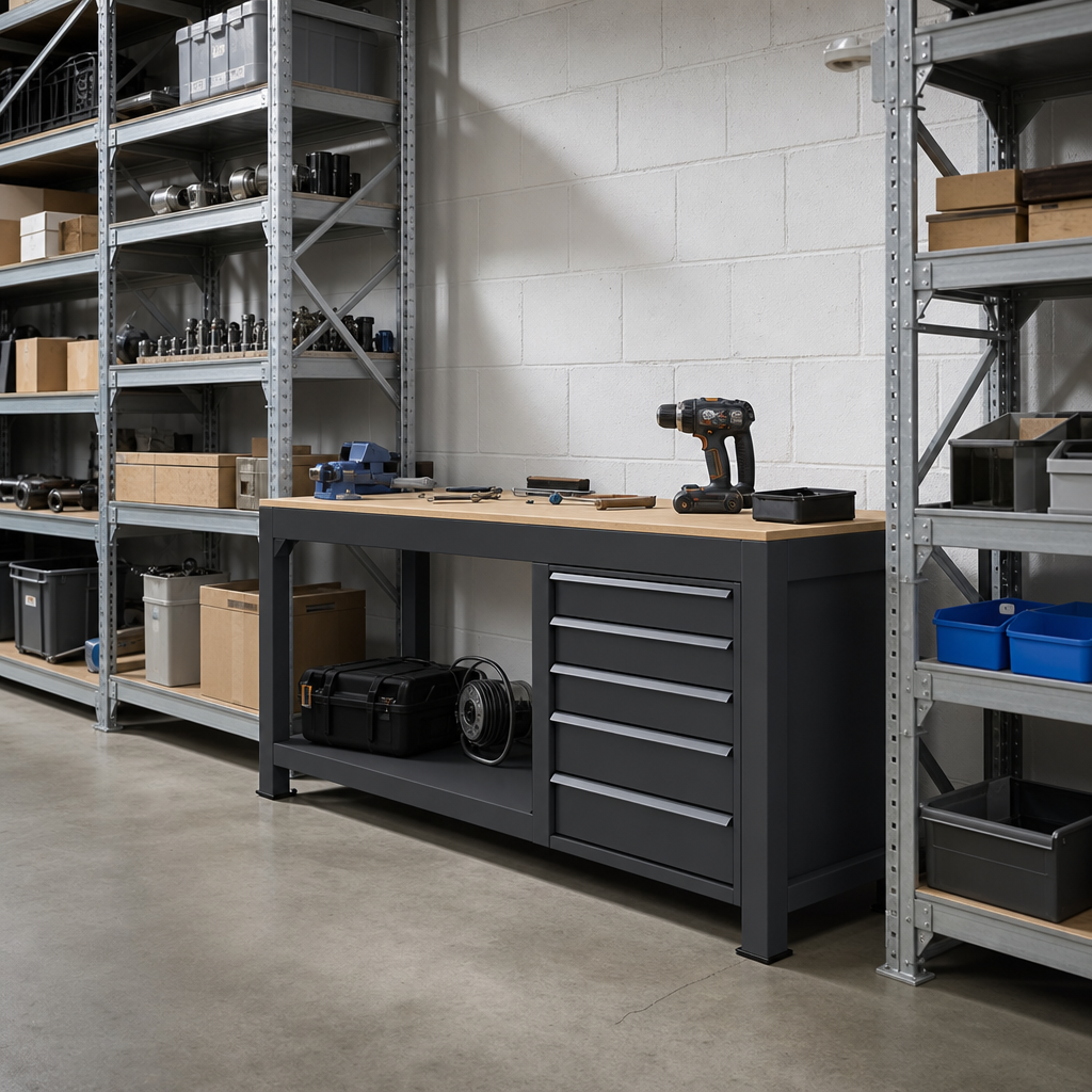 Industrial Workbench with 5 Drawers 930x2000x600mm