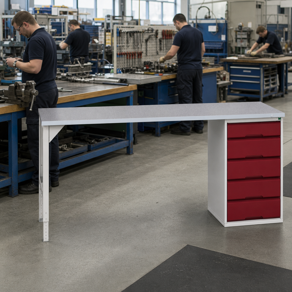 Industrial Workbench with 5 Drawers 930x2000x600mm
