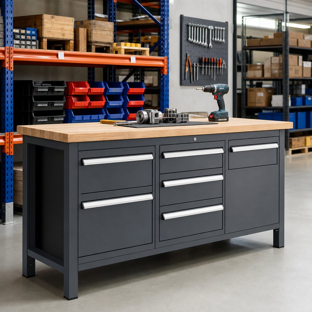 Industrial Workbench with 7 Drawers 930x2000x600mm