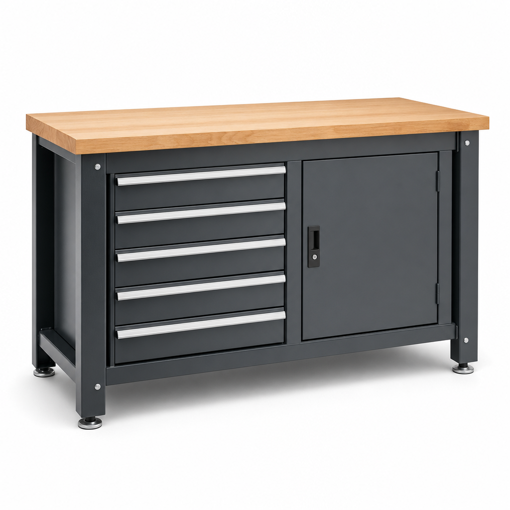 Industrial Workbench with Drawers and Cupboard Storage 930x1500x600mm