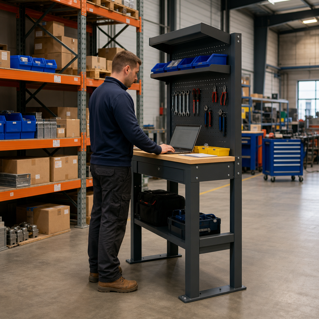 Industrial Workstation Lectern with Back Panel Options 2000x525x550mm