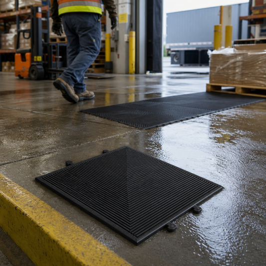 Interlocking Rubber Matting Tiles with Drainage Holes