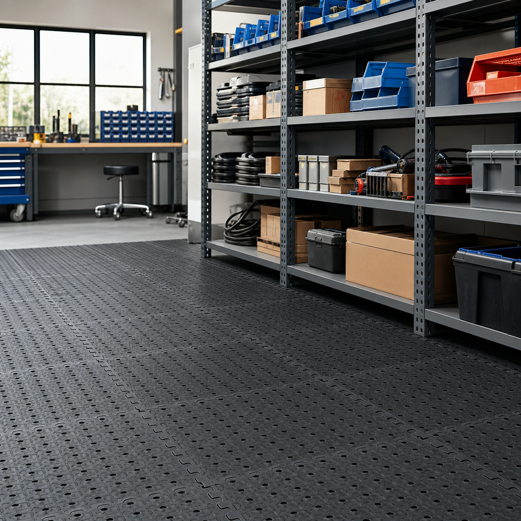 Interlocking Rubber Matting Tiles with Drainage Holes