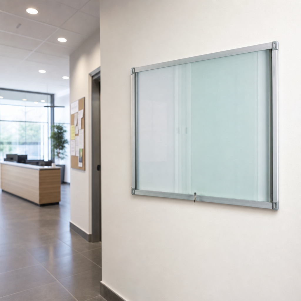 Internal Leaf Design Bulletin Board with Safety Glass Door