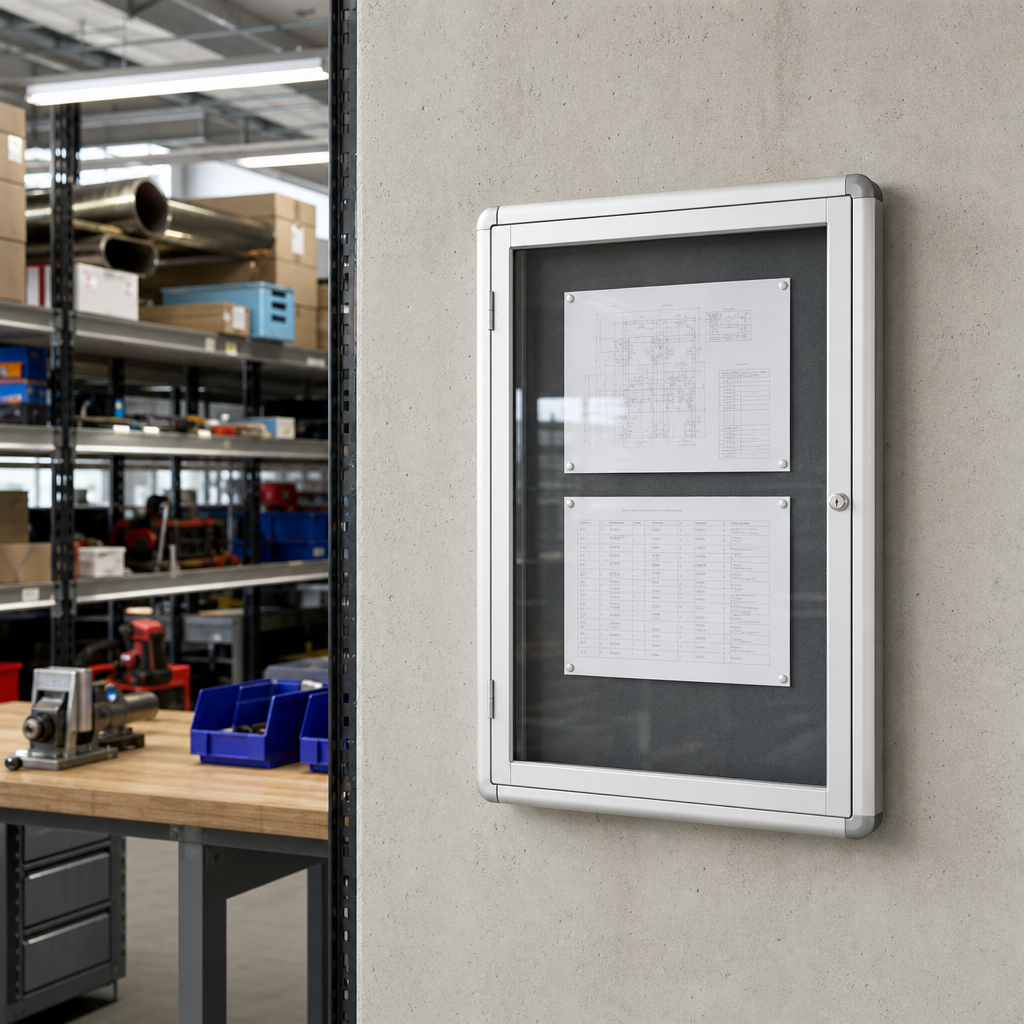 Internal Leaf Design Bulletin Board with Safety Glass Door