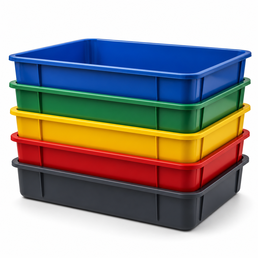 Jumbo A4 Plastic Storage Trays 40L – Solid Colours Pack of 5