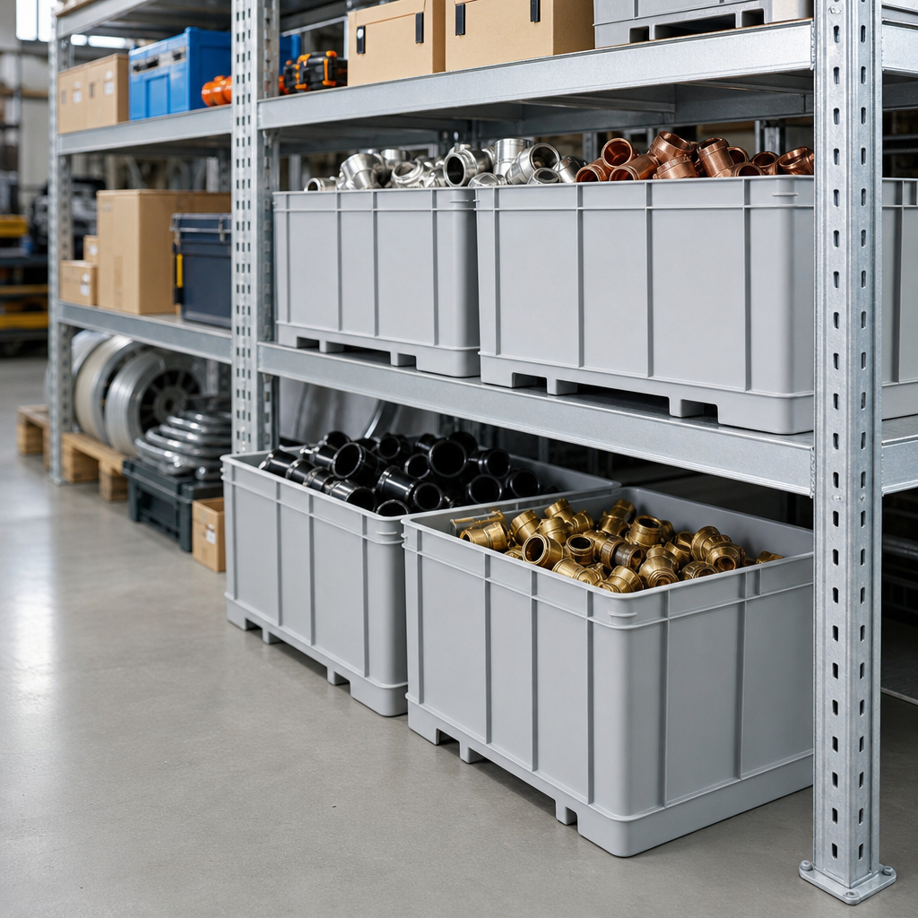 Junior Plastic Pallet Box with Solid Walls and 2 Skids