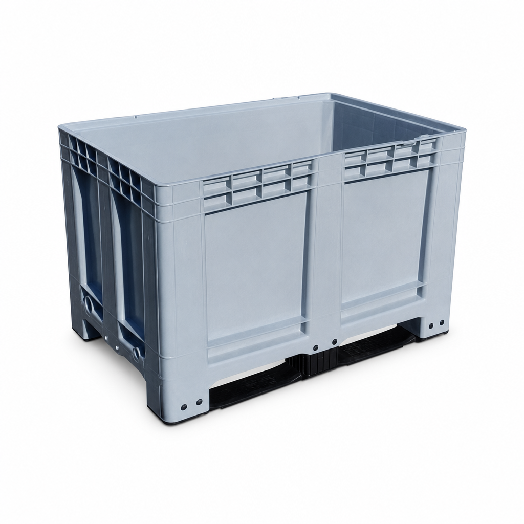 Junior Plastic Pallet Box with Solid Walls and 2 Skids