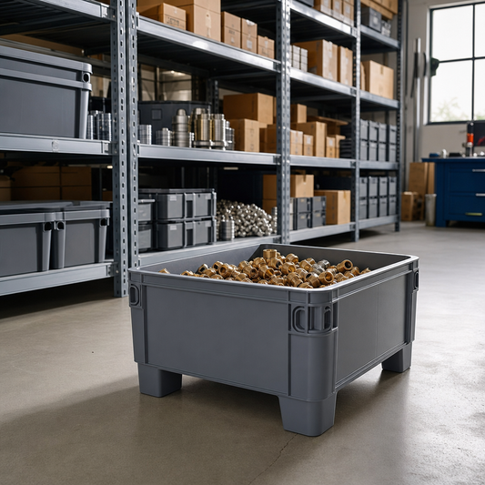Junior Plastic Pallet Box with Solid Walls and 4 Feet
