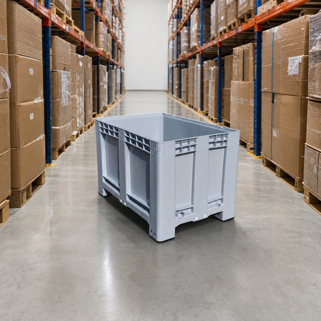 Junior Plastic Pallet Box with Solid Walls and 4 Feet