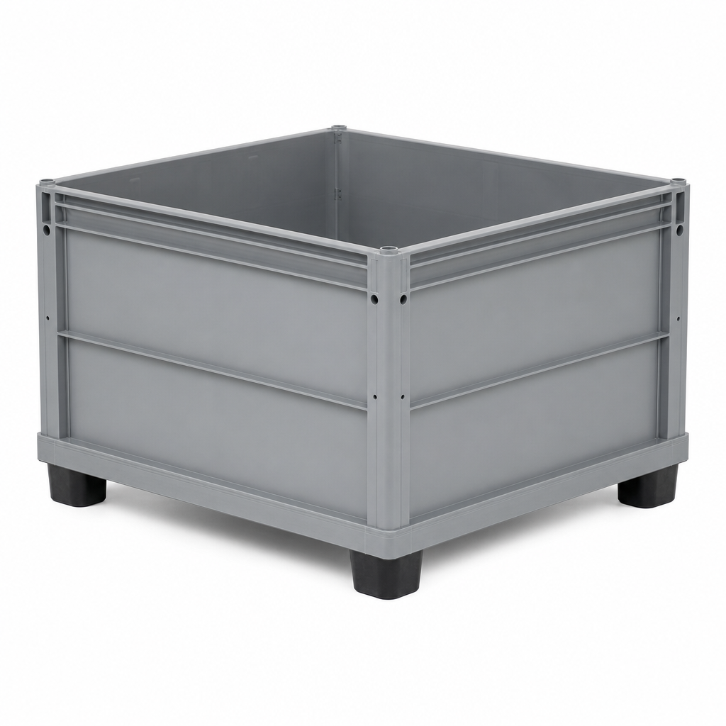 Junior Plastic Pallet Box with Solid Walls and 4 Feet