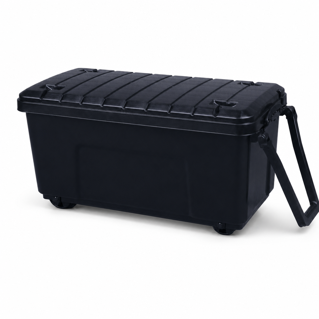Large 160L Plastic Storage Box with Wheels and Handle