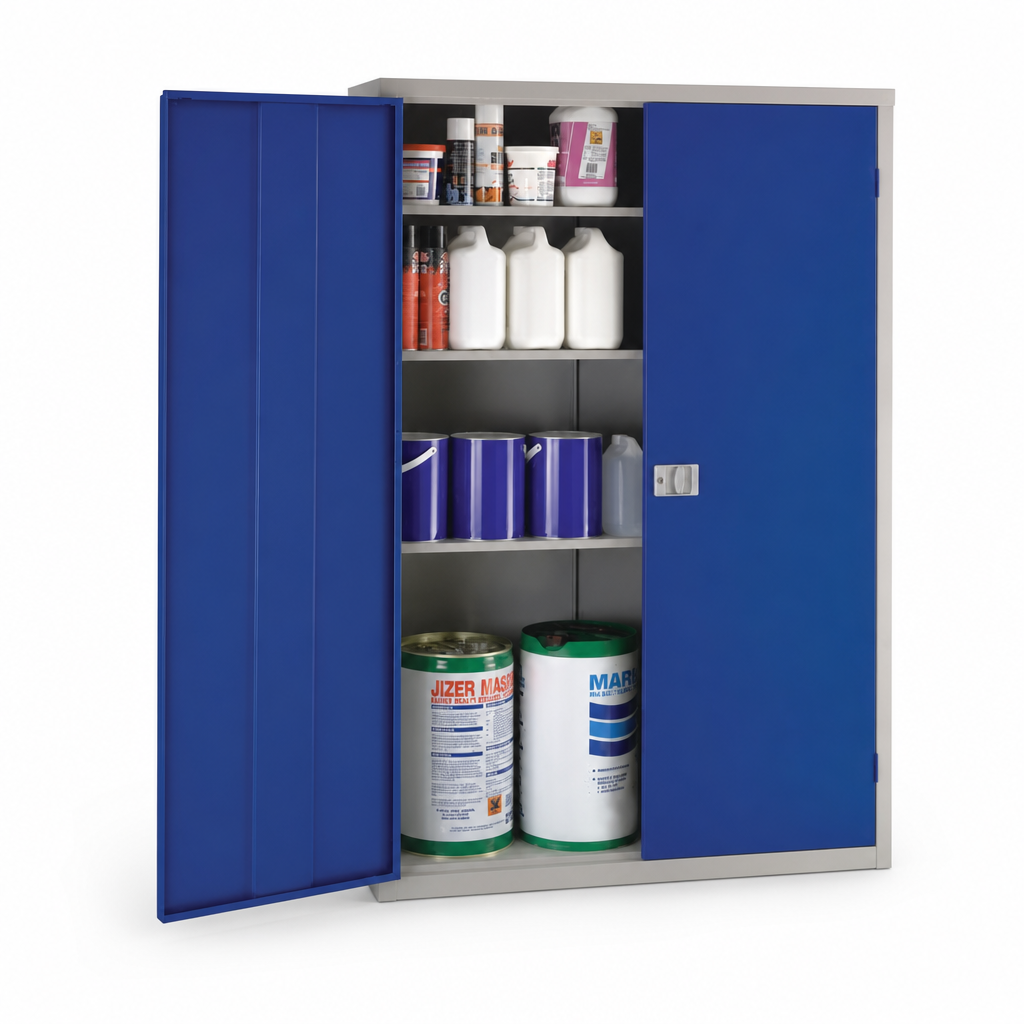 Large Antibacterial Metal 3-Shelf Cleaning Cupboard