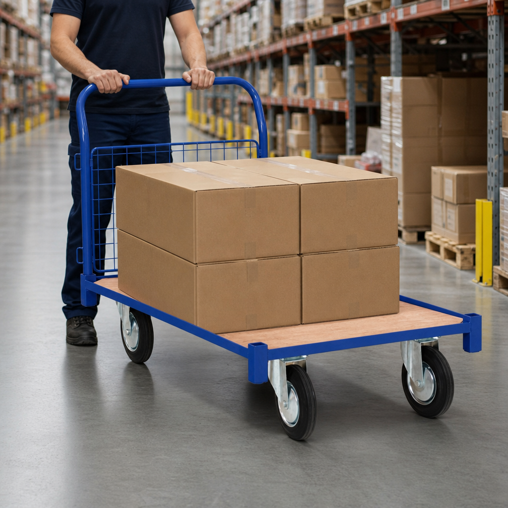 Large Flatbed Platform Trolleys with Handle and Side Options