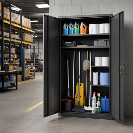 Large Janitorial Metal Cupboards for Cleaning Storage