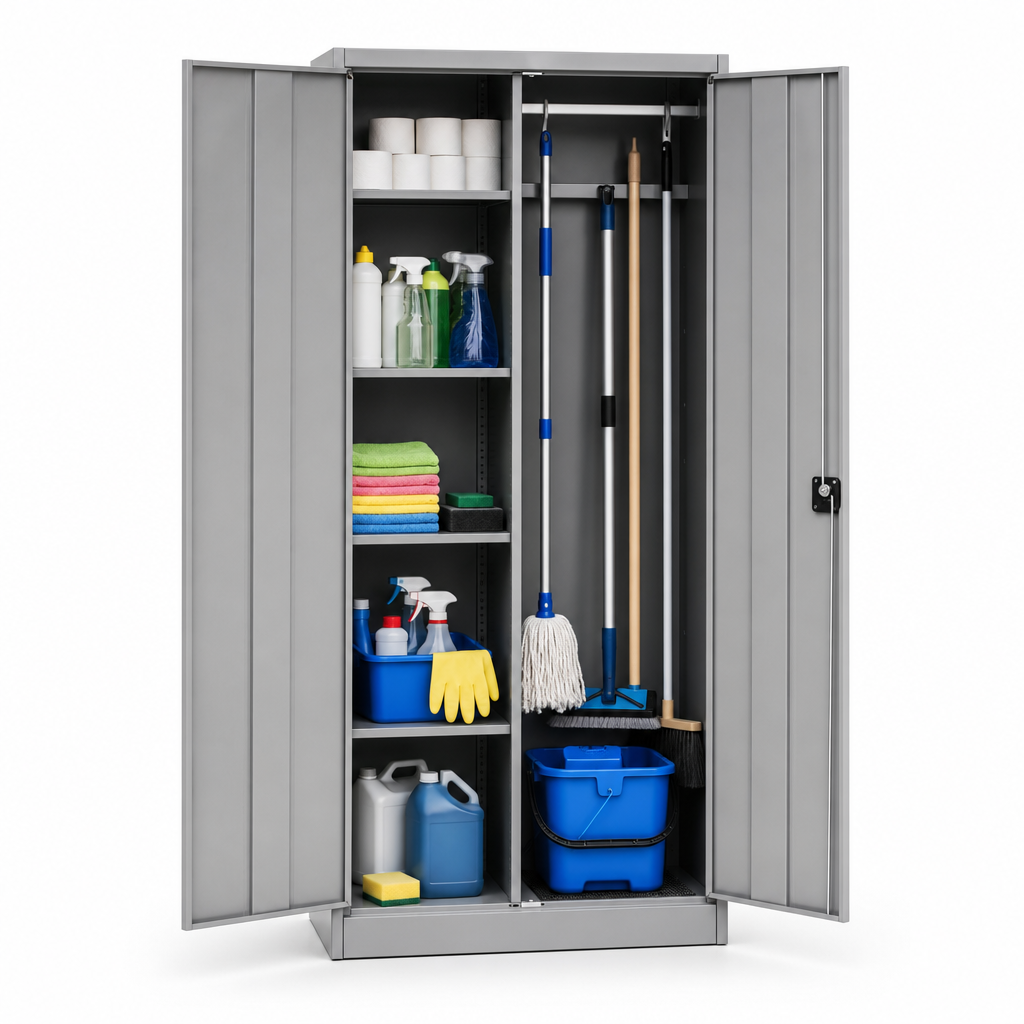 Large Janitorial Metal Cupboards for Cleaning Storage