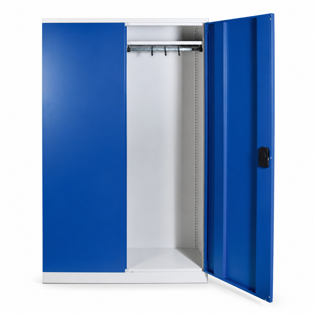 Large Lockable Metal Wardrobe Cupboard with Shelves