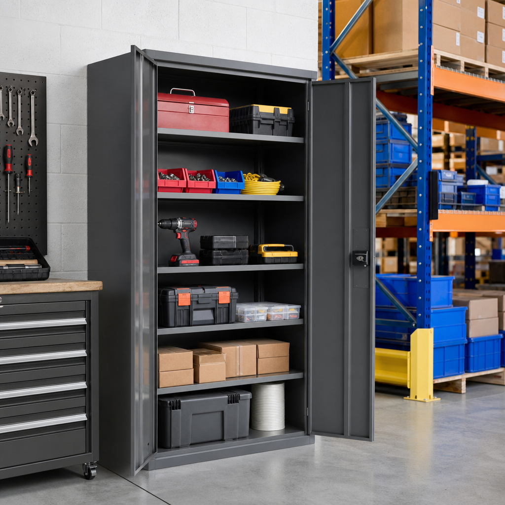 Large Metal Security Cupboard with Locking Doors