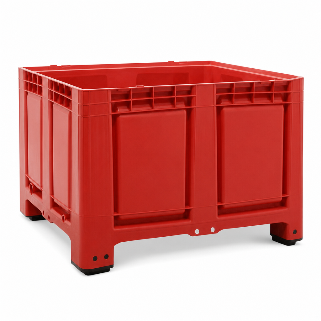 Large Plastic Pallet Box with Feet and Solid Walls