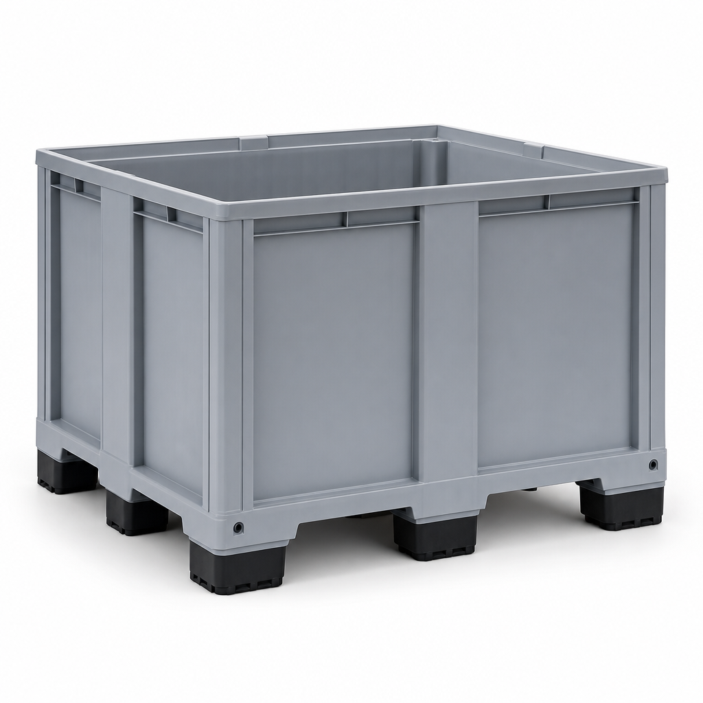 Large Plastic Pallet Box with Feet and Solid Walls