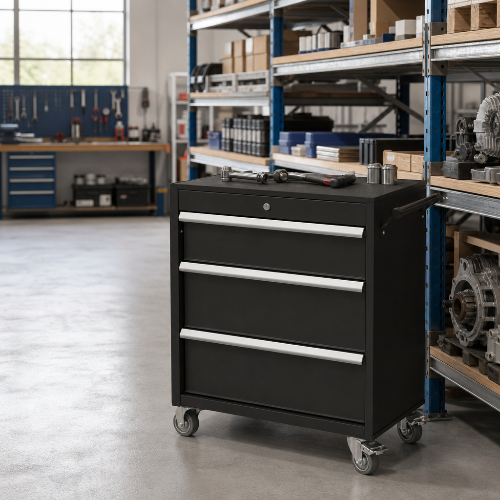 Large Portable 3 Drawer Tool Cabinet