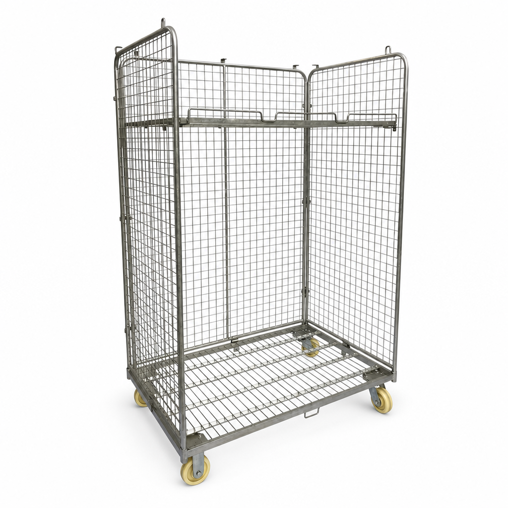 Large Roll Cage Container with 3 Sides and Shelf 600kg