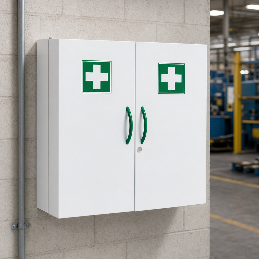 Large Steel First Aid Wall Cupboard with 2 Doors