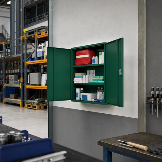 Large Steel First Aid Wall Cupboard with 2 Doors