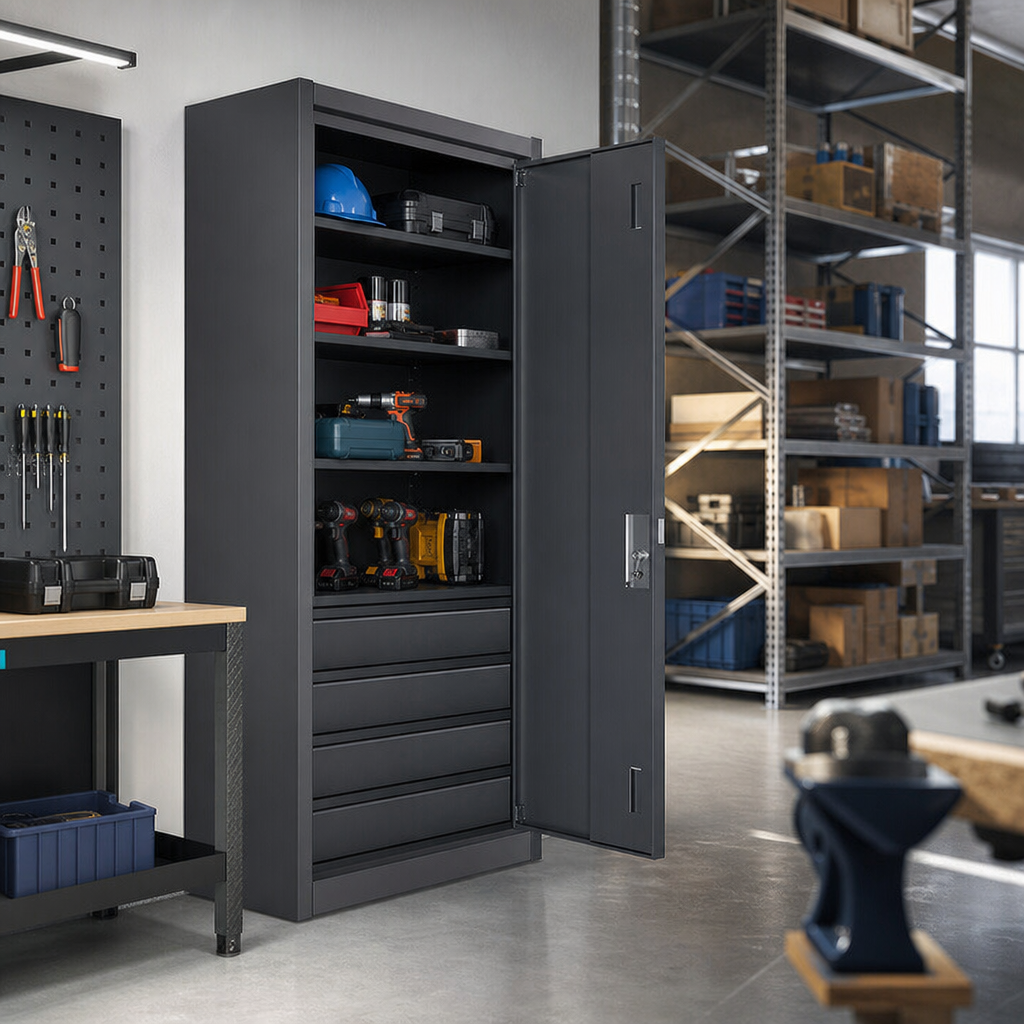 Large Steel Workshop Cupboard with Drawers 1950 x 940mm