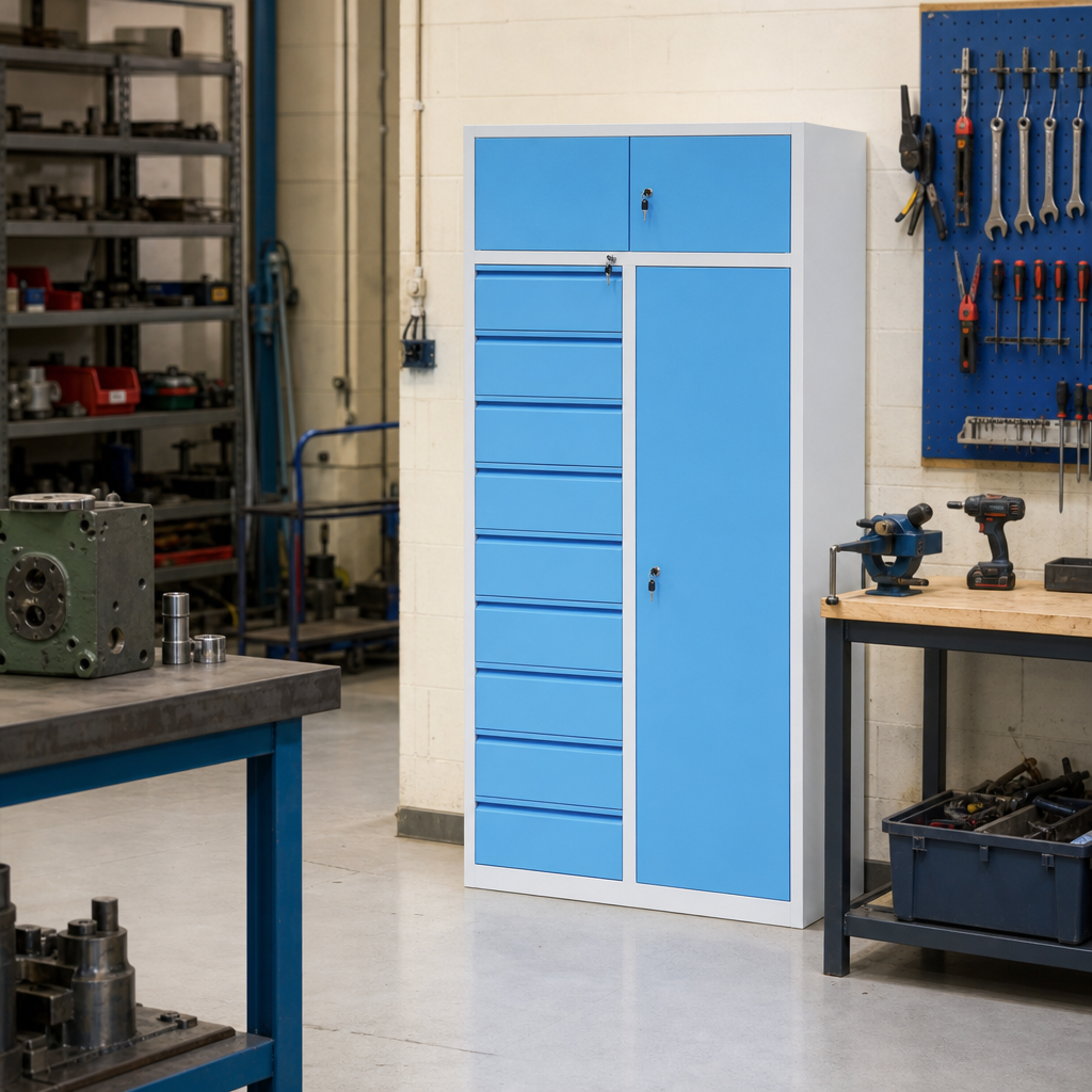 Large Steel Workshop Cupboard with Drawers 1950 x 940mm