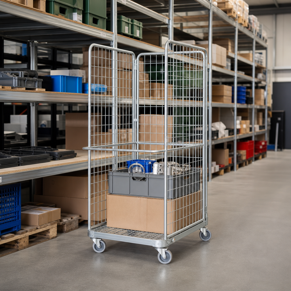Large Three-Sided Roll Cage Container 600kg Capacity