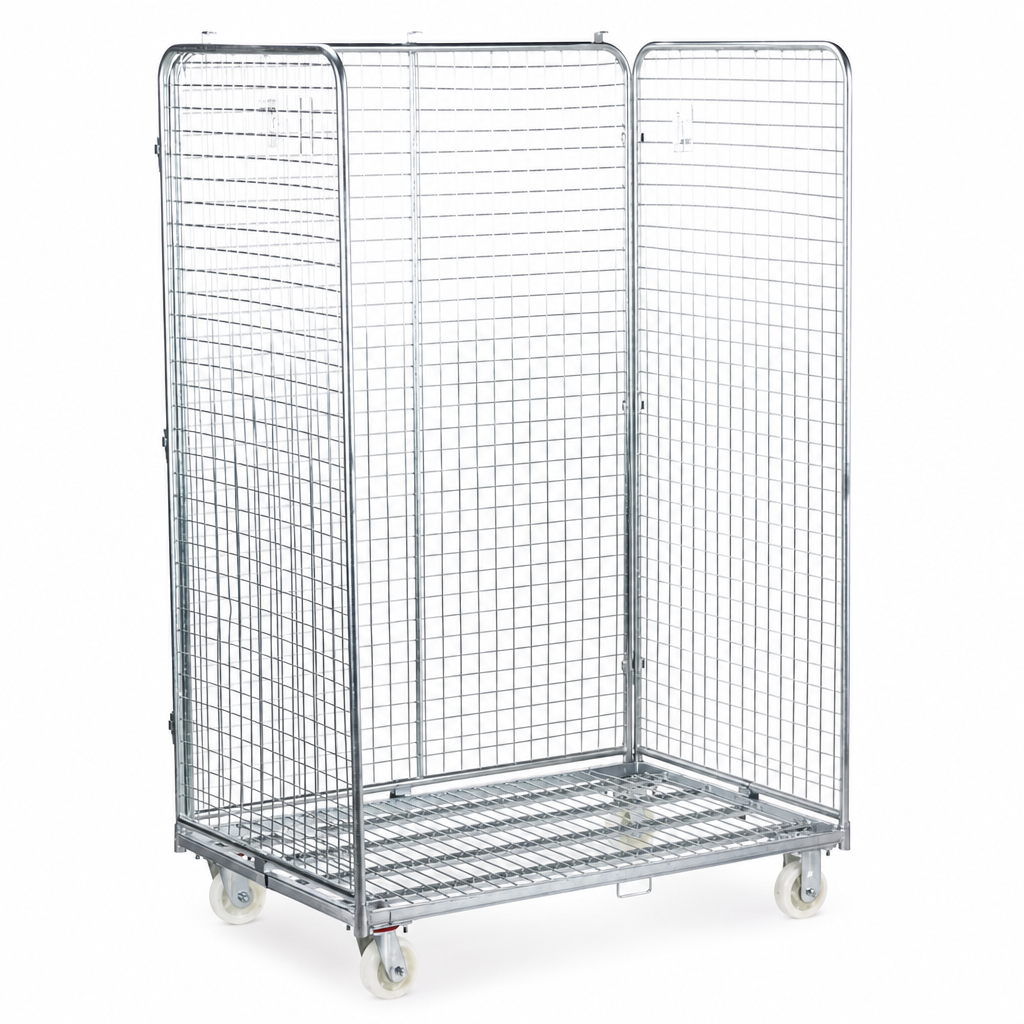 Large Three-Sided Roll Cage Container 600kg Capacity